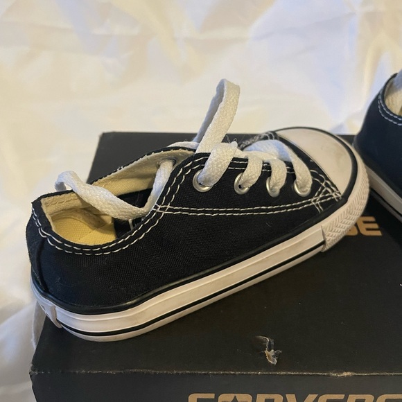 Converse Black Sneakers w/ Canvas Upper and White Rubber Toe Cap - Picture 10 of 12